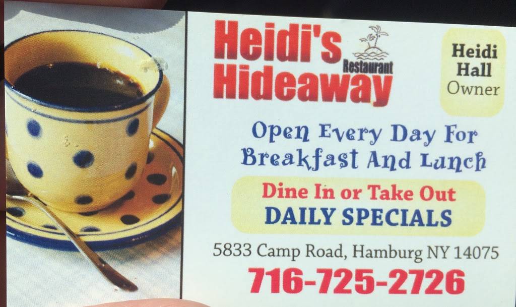 Heidis Hideaway Restaurant | restaurant | 5833 Camp Rd, Hamburg, NY 14075, USA | 7167252726 OR +1 716-725-2726
