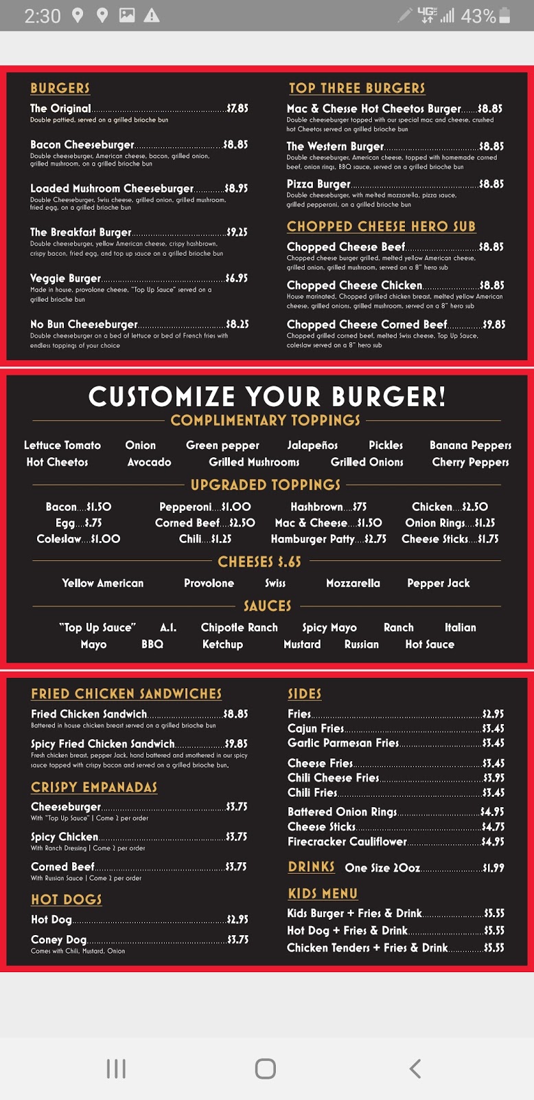 Topupburgers | restaurant | 39490 W 14 Mile Rd, Commerce Charter Twp, MI 48390, USA | 2489568538 OR +1 248-956-8538