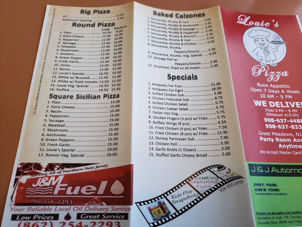 Louies Pizza | restaurant | 411 US-46, Great Meadows, NJ 07838, USA | 9086374488 OR +1 908-637-4488