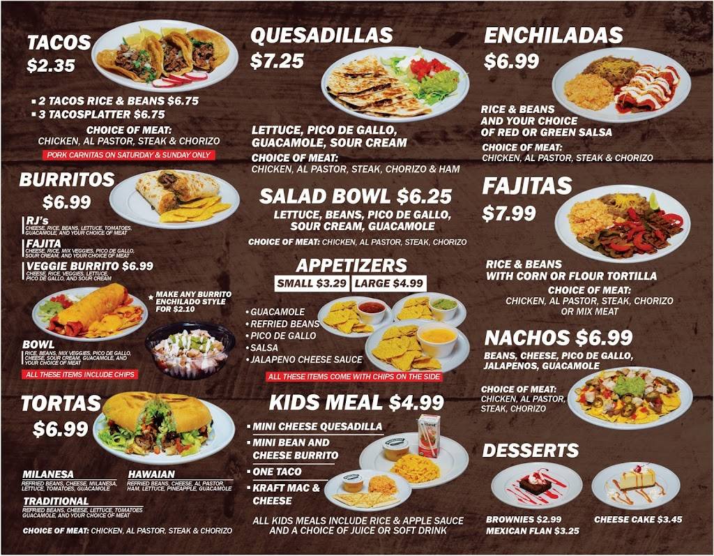 RJS Tacos & Burritos Mexican Restaurant | restaurant | 1024 Shadeland Ave, Indianapolis, IN 46219, USA | 3173620327 OR +1 317-362-0327