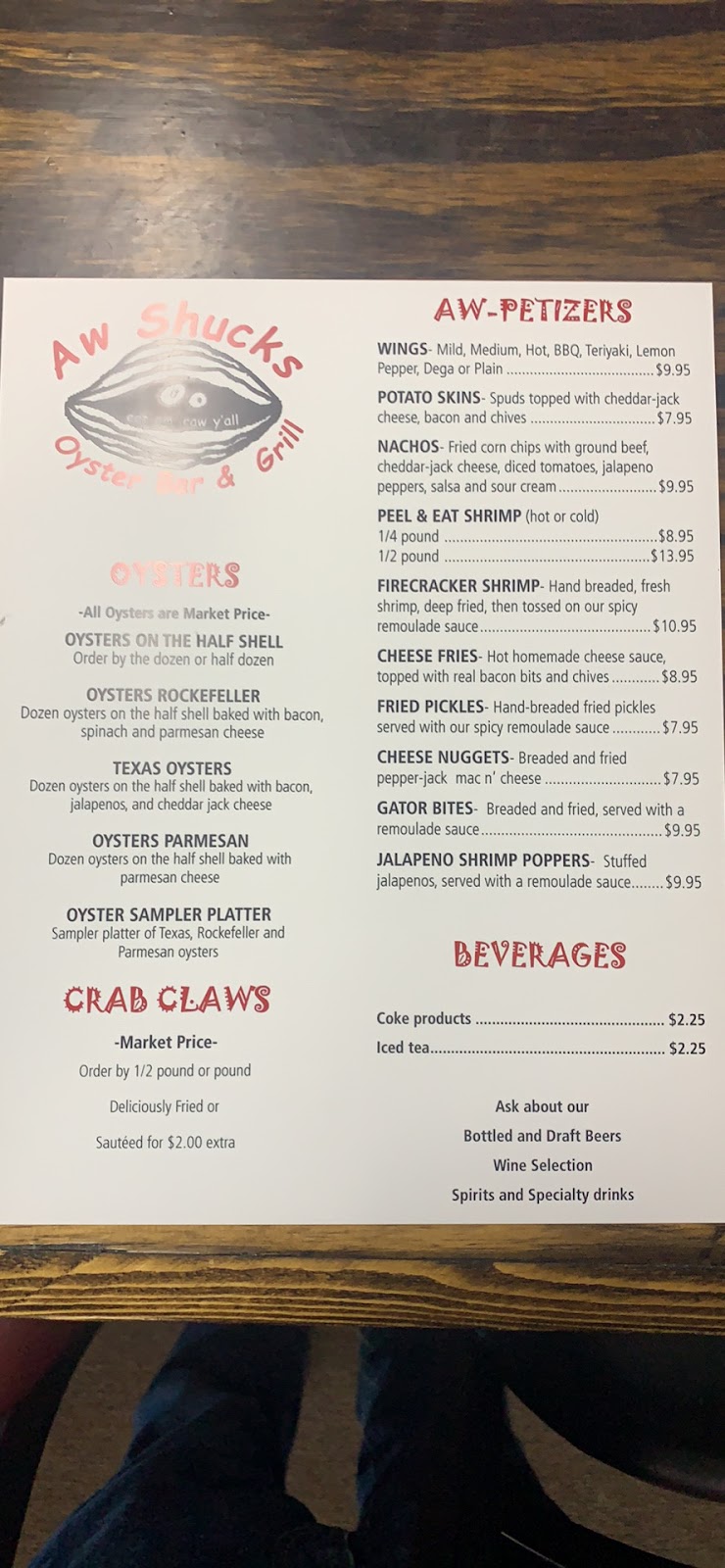 Aw shucks llc | restaurant | 4300 Wetumpka Hwy, Montgomery, AL 36110, USA | 3345174329 OR +1 334-517-4329