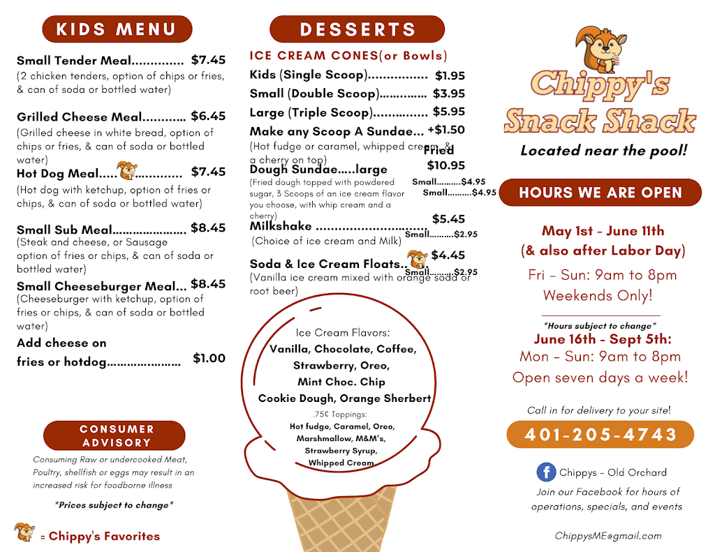 Chippys Snack Shack | restaurant | 7 Oregon Ave, Old Orchard Beach, ME 04064, USA | 4012054743 OR +1 401-205-4743