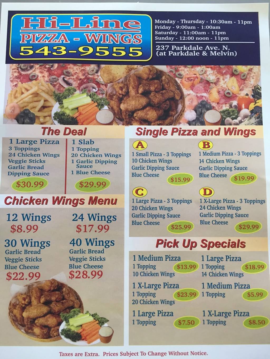 Hi Line Pizza and Wings Parkdale | restaurant | 237 Parkdale Ave N, Hamilton, ON L8H 5X4, Canada | 9055439555 OR +1 905-543-9555