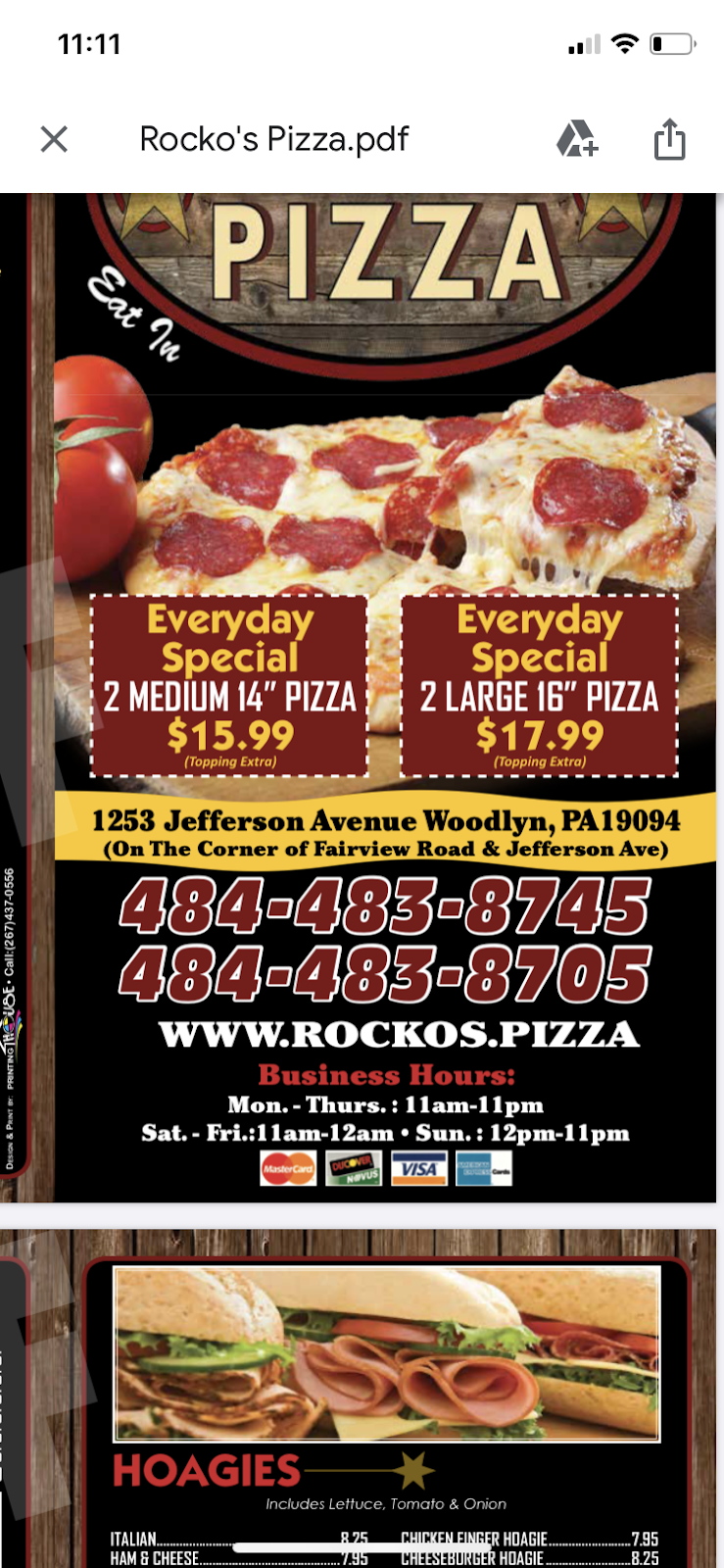 Rockos Pizza | meal delivery | 1253 Jefferson Ave, Woodlyn, PA 19094, USA | 4844838745 OR +1 484-483-8745