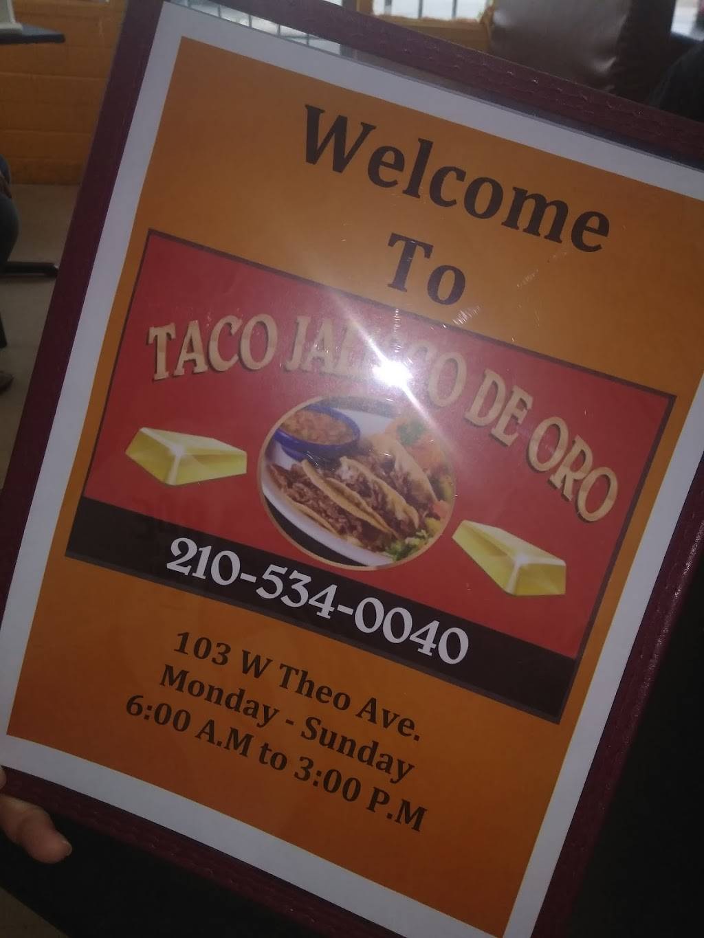 Taco Jalisco De Oro | restaurant | 103 W Theo Ave, San Antonio, TX 78214, USA | 2105340040 OR +1 210-534-0040