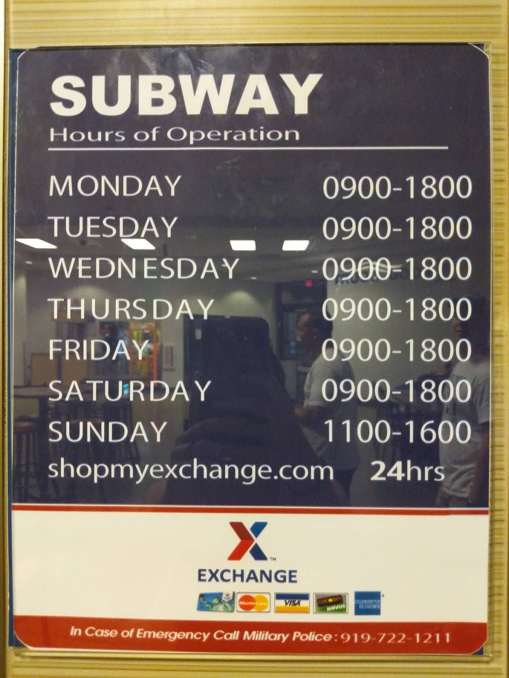 Subway Restaurants | restaurant | 1350 Edwards St, Seymour Johnson AFB, NC 27531, USA | 9197314000 OR +1 919-731-4000