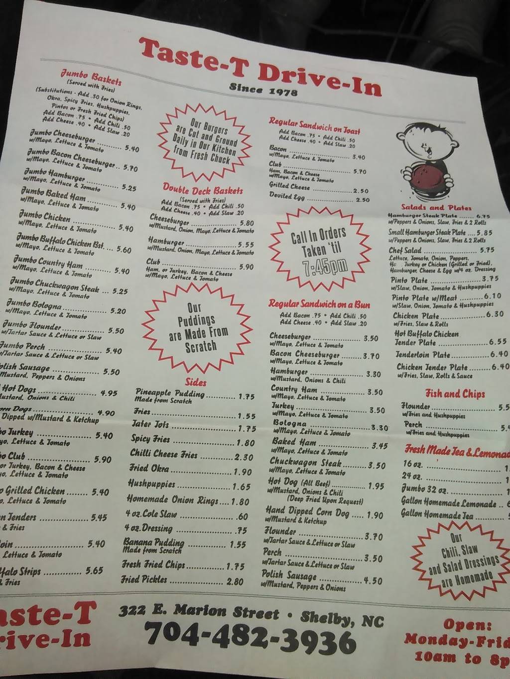 Taste-T-Drive-In | restaurant | 322 E Marion St, Shelby, NC 28150, USA | 7044823936 OR +1 704-482-3936