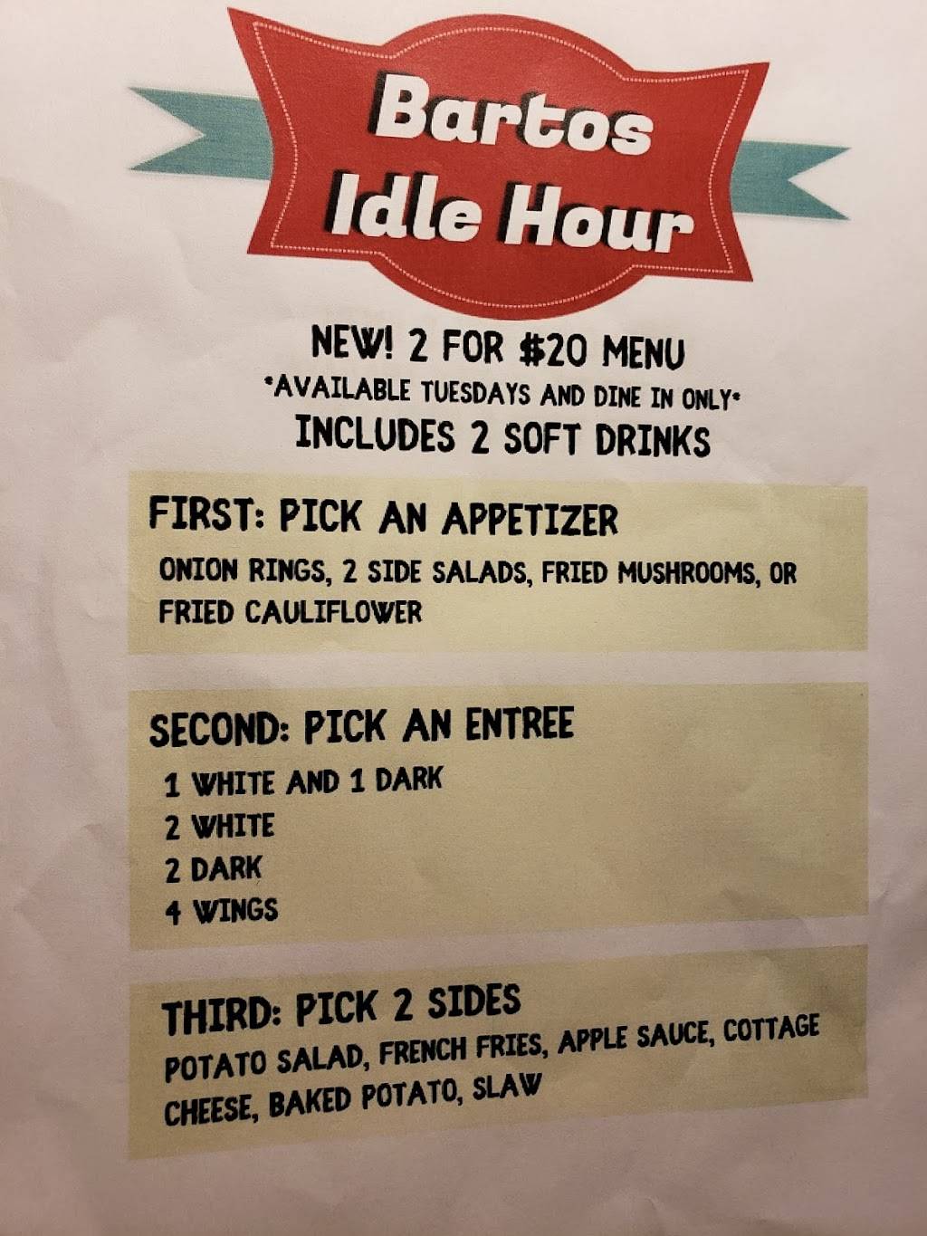 Bartos Idle Hour Steak House | restaurant | 2403, 201 S, Santa Fe St, Frontenac, KS 66763, USA | 6202329834 OR +1 620-232-9834