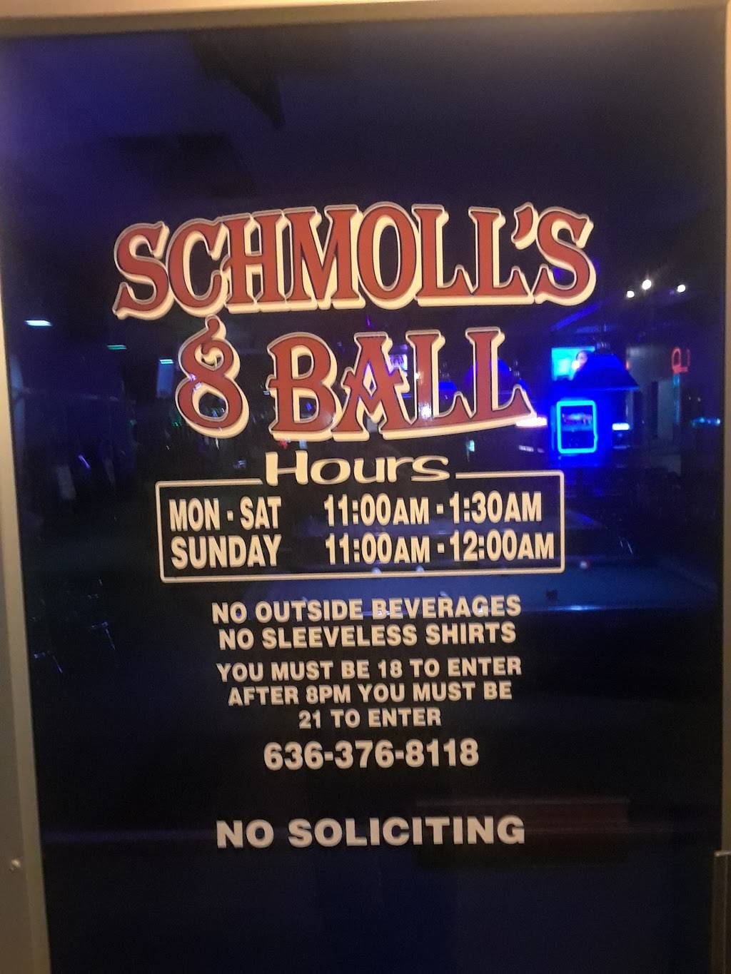 Schmolls 8 Ball | restaurant | 4545 Gravois Rd, High Ridge, MO 63049, USA | 6363768118 OR +1 636-376-8118