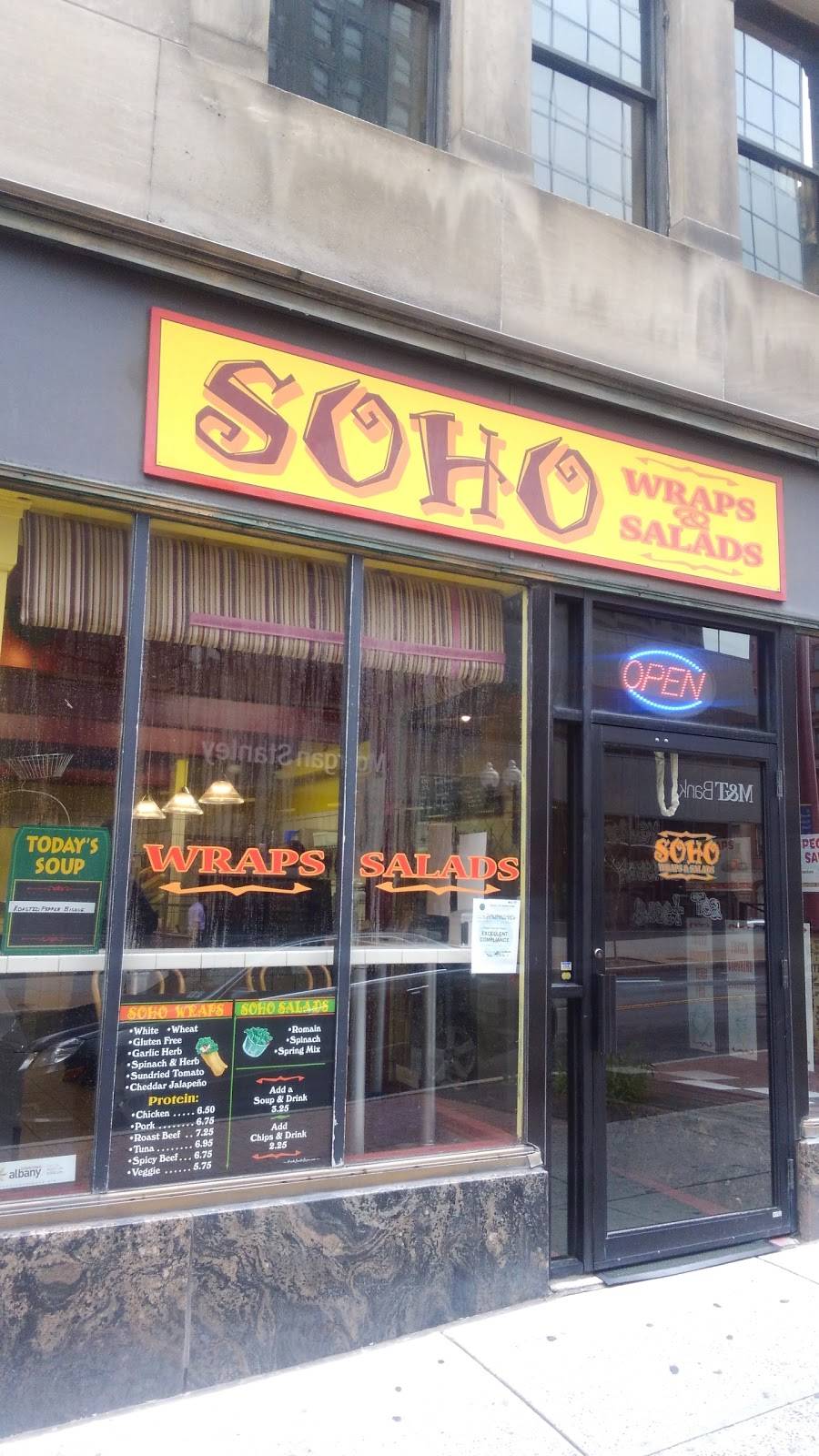 Soho Wraps & Salads LLC | restaurant | 11 S Pearl St, Albany, NY 12207, USA | 5186890785 OR +1 518-689-0785