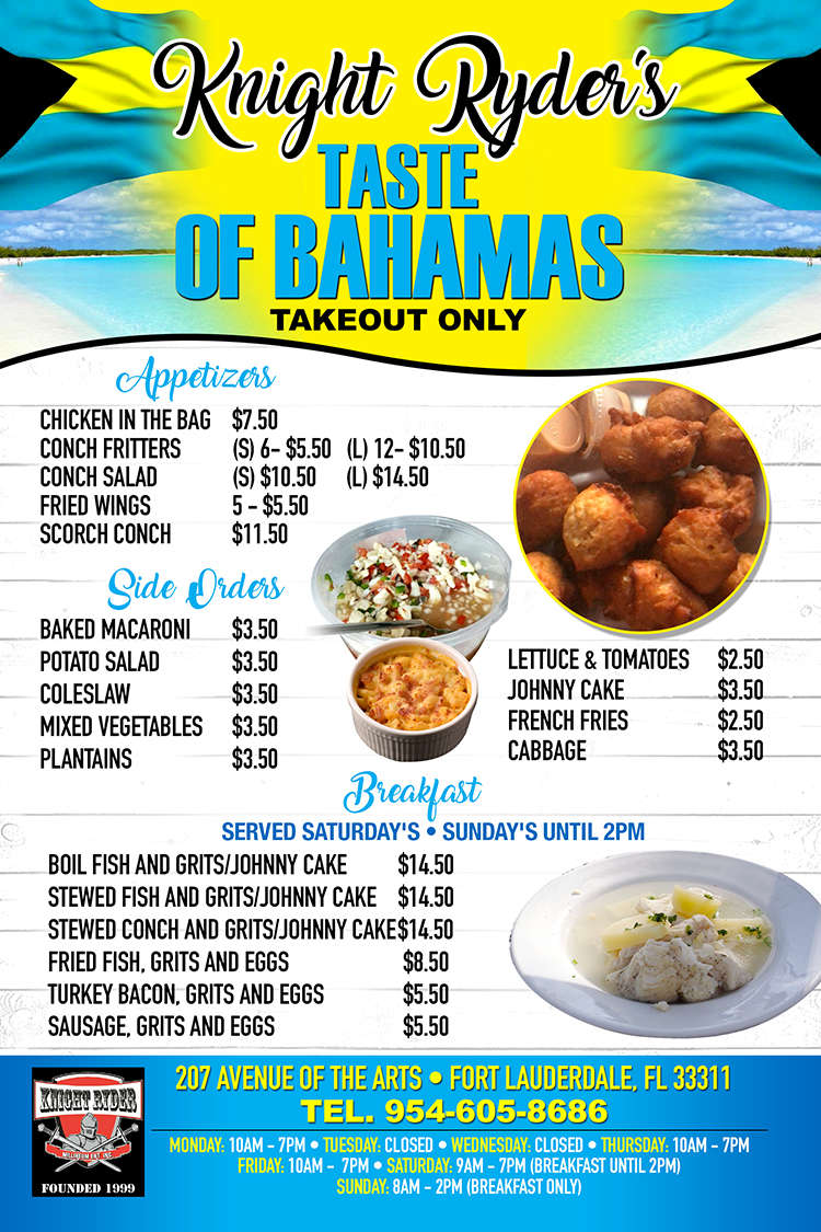 Knight Ryders Taste Of Bahamas Inc. | restaurant | 4409 SW 18th St, Hollywood, FL 33023, USA | 9546058686 OR +1 954-605-8686
