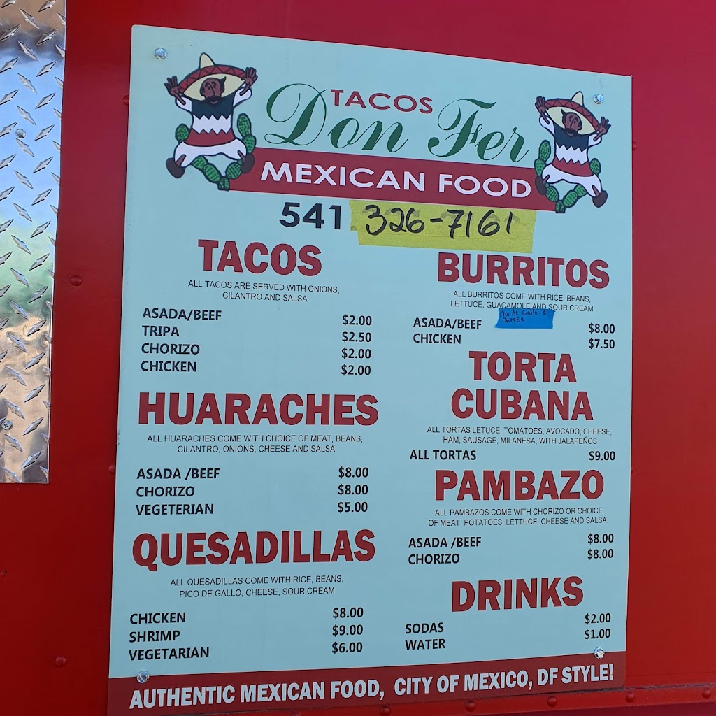 Tacos Don Fer | restaurant | 1701 S Pacific Hwy, Medford, OR 97501, USA | 5413267161 OR +1 541-326-7161