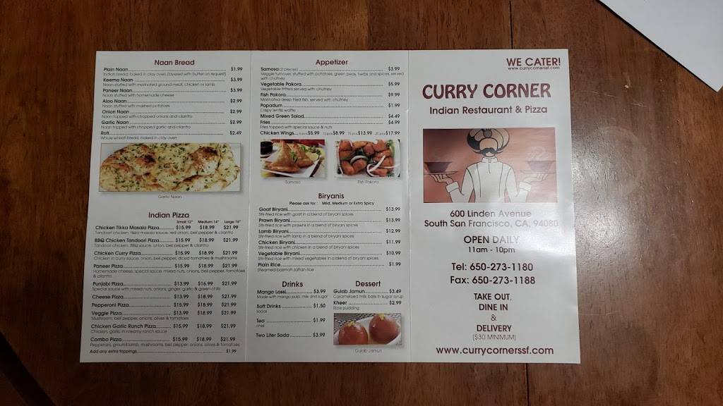 Curry Corner | restaurant | 600 Linden Ave, South San Francisco, CA 94080, USA | 6502731180 OR +1 650-273-1180
