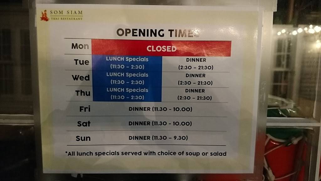 Som Siam Thai Restaurant | restaurant | 63 Whitfield St, Guilford, CT 06437, USA | 2034580228 OR +1 203-458-0228